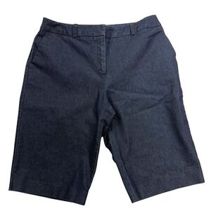 Josephine Chaus Indigo Denim Bermuda Shorts 6 Dark Blue Stretch Jorts Preppy
